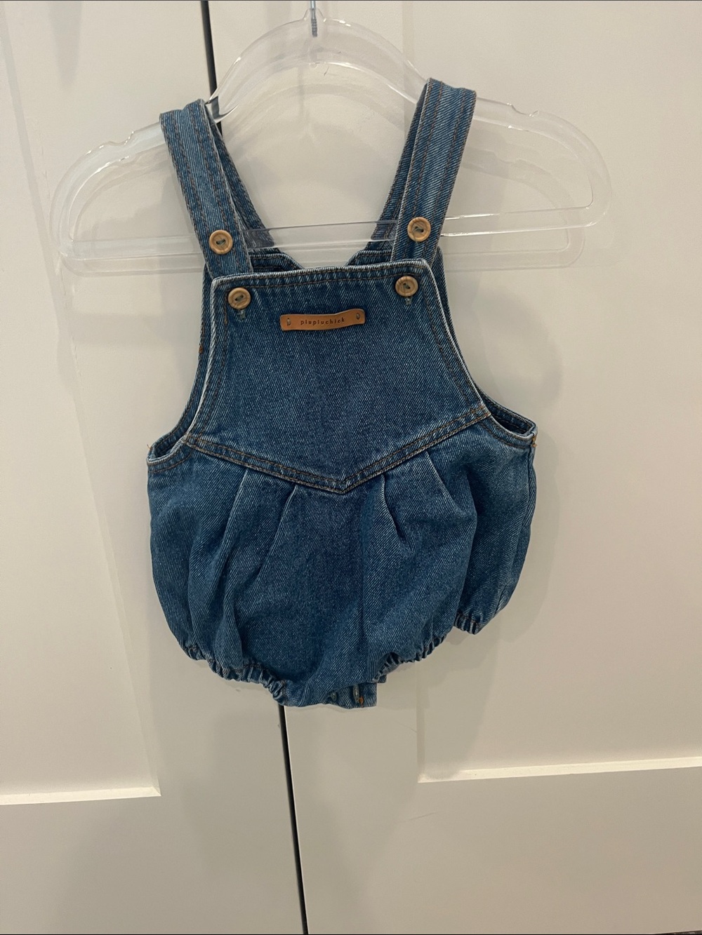 Classic Denim Bubble Overalls for Baby - Blue